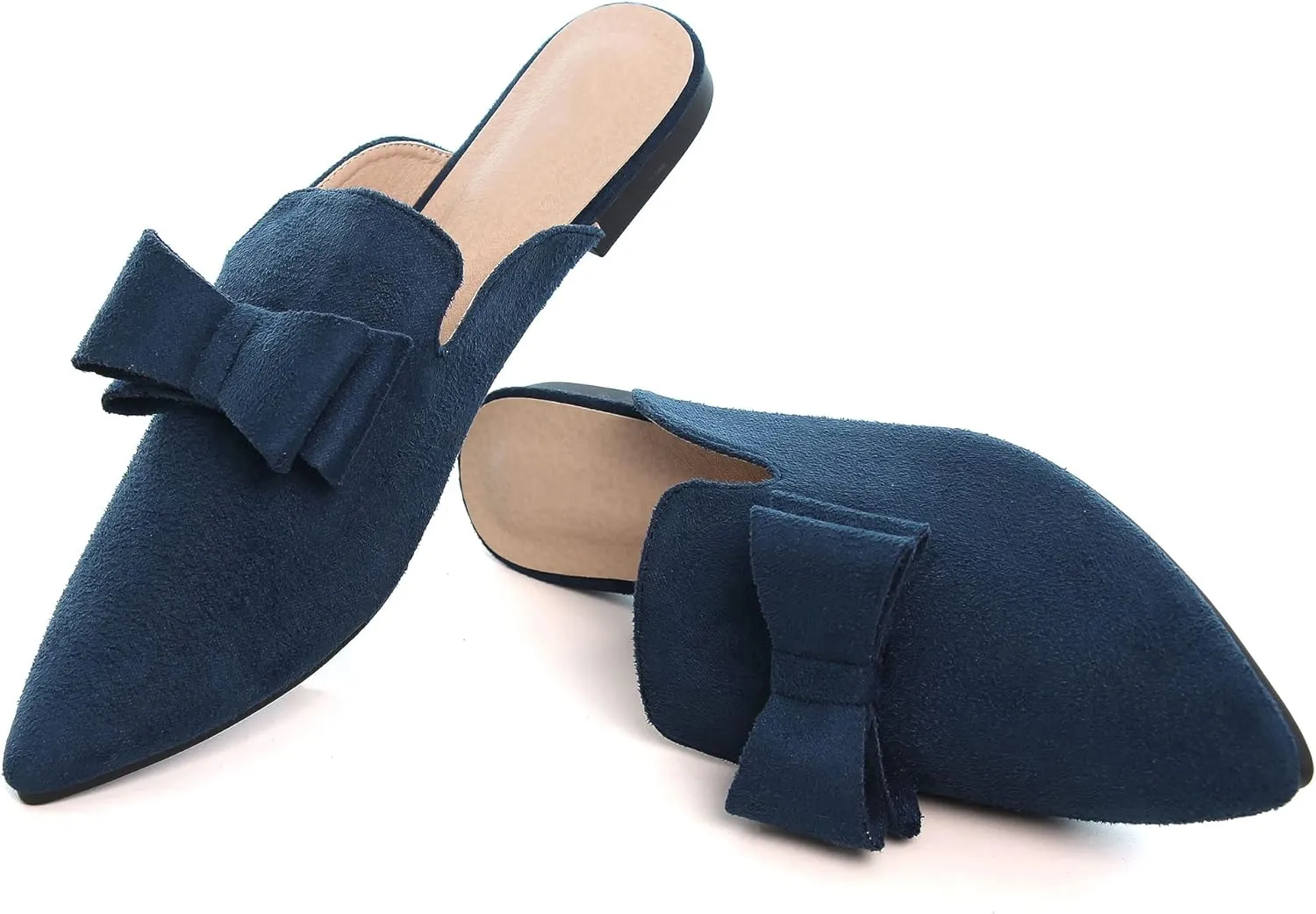 LUXINYU Women Slides-Sandals,Classic French Elegant Bow Pointed Toe Slippers, Flat-shaped Light Sandals, Soft and Comfortable Slides-Sandals