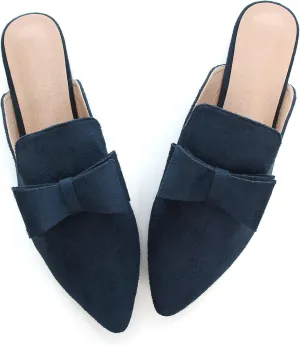 LUXINYU Women Slides-Sandals,Classic French Elegant Bow Pointed Toe Slippers, Flat-shaped Light Sandals, Soft and Comfortable Slides-Sandals