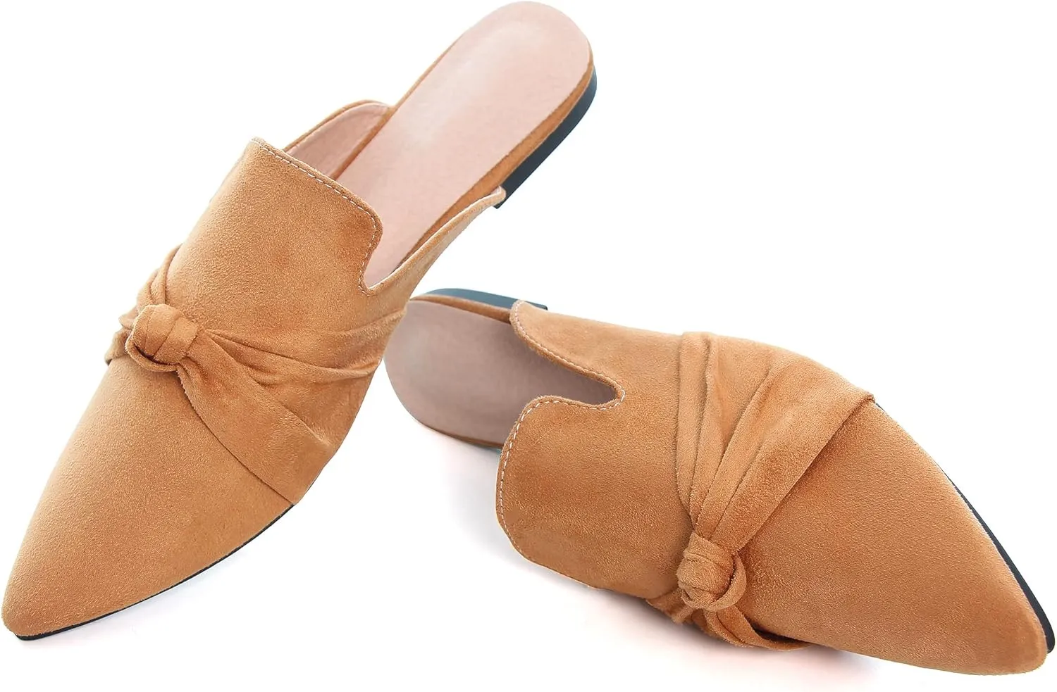 LUXINYU Women Slides-Sandals,Classic French Elegant Bow Pointed Toe Slippers, Flat-shaped Light Sandals, Soft and Comfortable Slides-Sandals