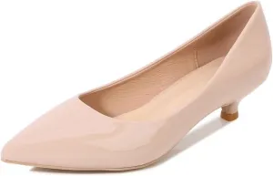 LUXINYU Women's Classic Fashion Pointed Toe Kitten Heel Dress Pumps Shoes Comfort Low Heel Work Shoes