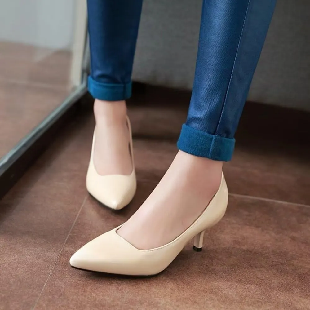LUXINYU,Women Pointed Toe Heels Classic Solid Elegant Ladies Pumps Heeled Dress Shoes Light Soft Leather Comfort Work Shoes