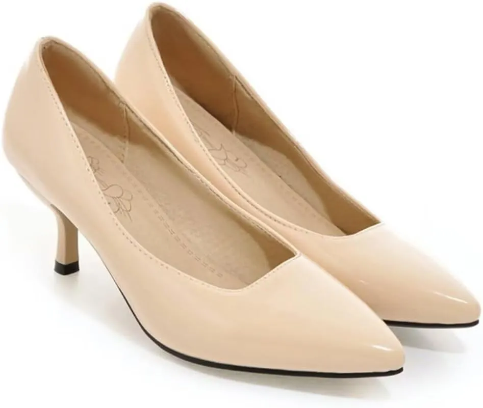 LUXINYU,Women Pointed Toe Heels Classic Solid Elegant Ladies Pumps Heeled Dress Shoes Light Soft Leather Comfort Work Shoes