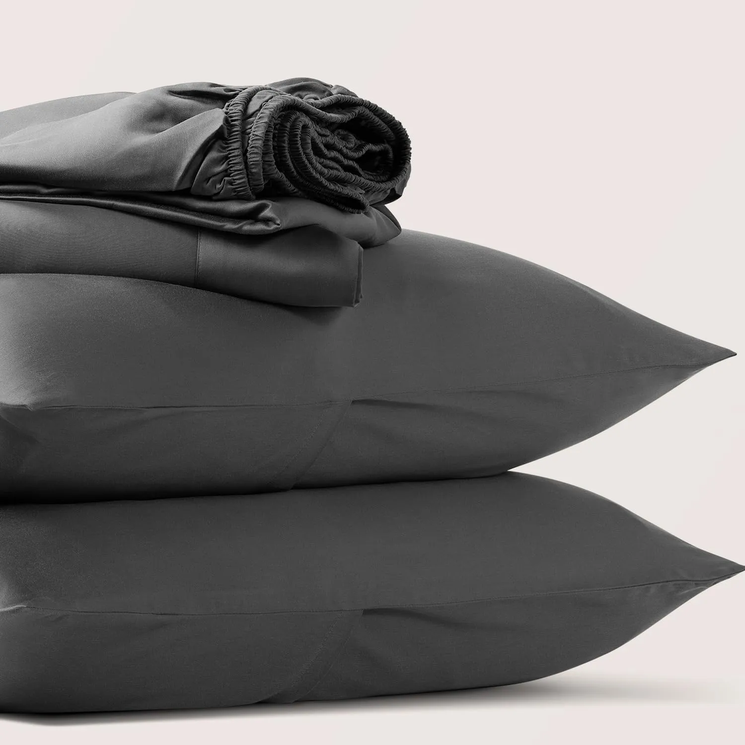 Luxuria 100% Indian Egyptian Cotton Breatheable Colling Queen- Sheet Set-1 Fitted Sheet(fits mattresses up to 16 inches deep), 1 Flat Sheet, 2 Pillowcases, Dark Grey