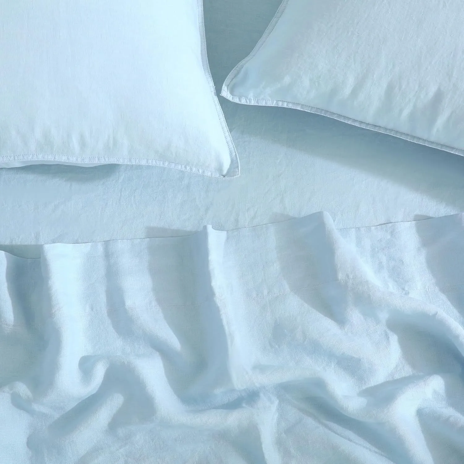 Luxurious 100% Pure French Linen Flat Sheet - Stone Washed, Soft, Breathable, Moisture-Wicking & Eco-Friendly (Blue, 1 Flat Sheet Only - F/Q)