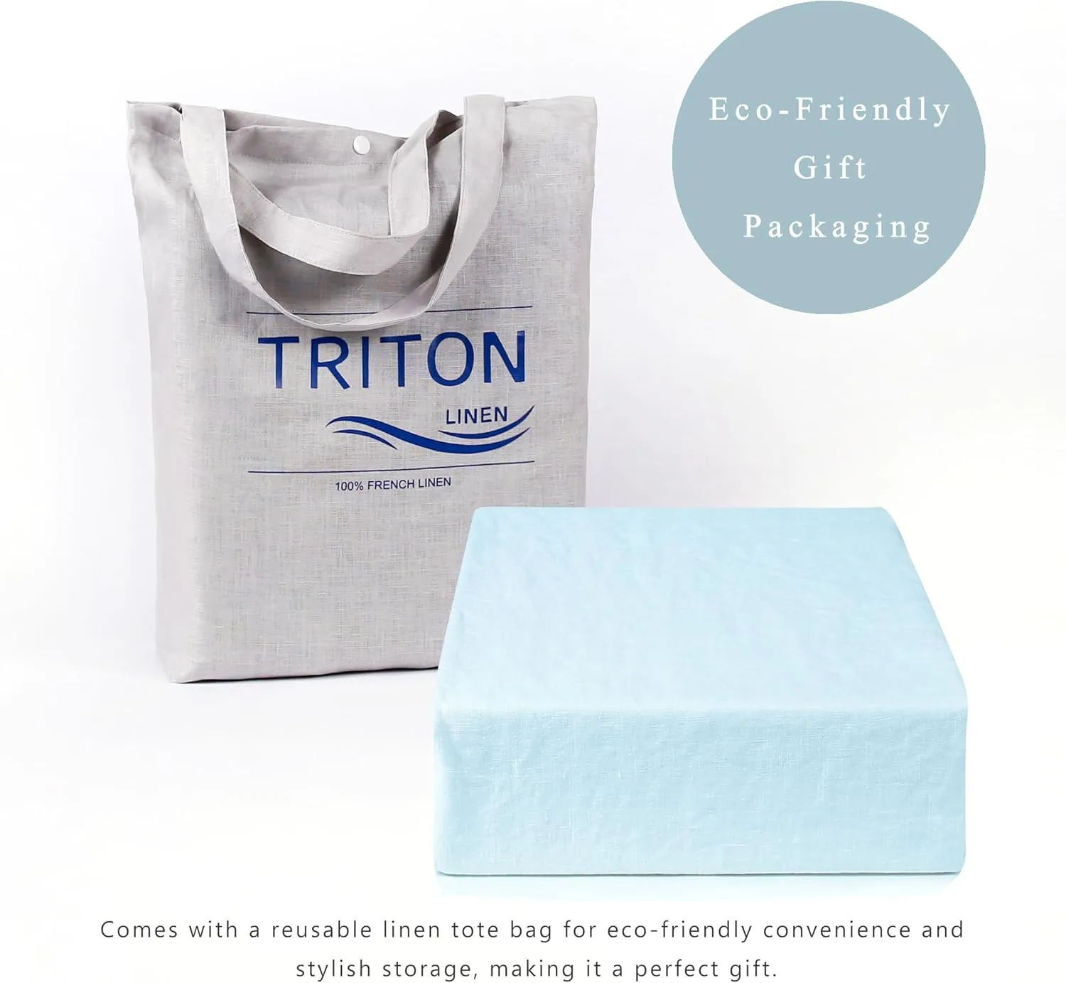 Luxurious 100% Pure French Linen Flat Sheet - Stone Washed, Soft, Breathable, Moisture-Wicking & Eco-Friendly (Blue, 1 Flat Sheet Only - F/Q)