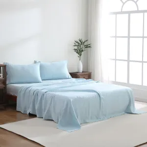 Luxurious 100% Pure French Linen Flat Sheet - Stone Washed, Soft, Breathable, Moisture-Wicking & Eco-Friendly (Blue, 1 Flat Sheet Only - F/Q)