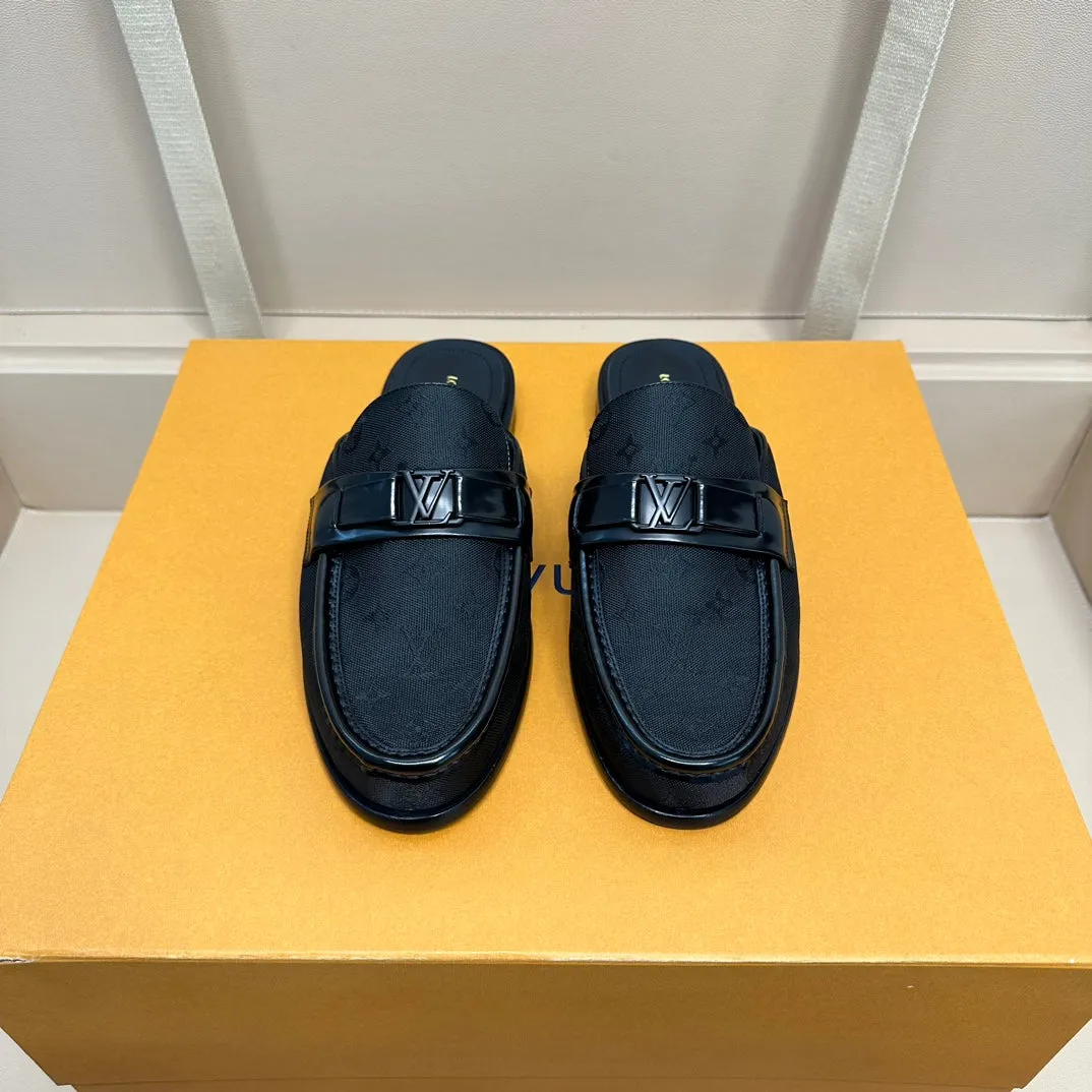 LV EASY MULE IN BLACK MONOGRAM DENIM