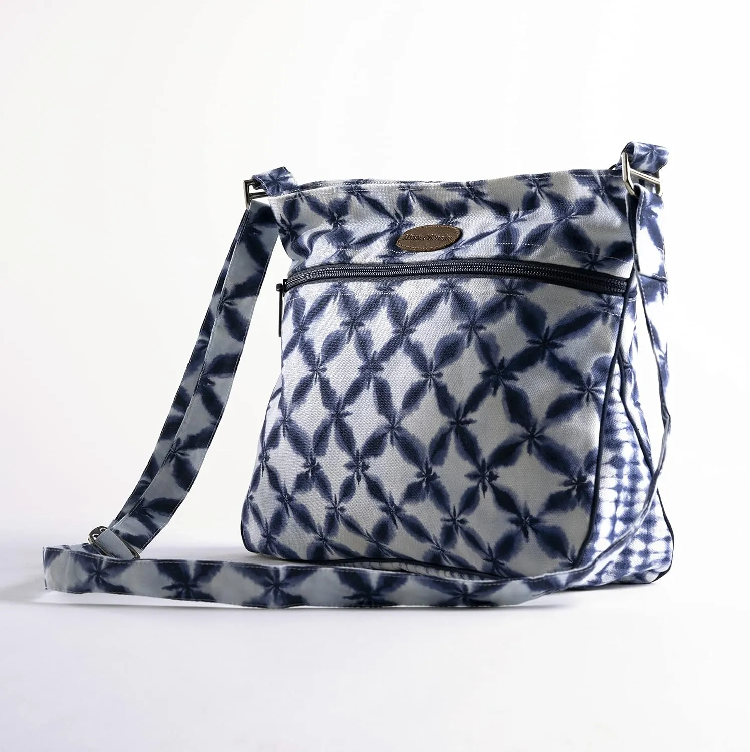 Maison d' Hermine Cross Body Bag Cotton Adjustable Shoulder Strap Hand Bag Tote purse with Zippered & Slip Pockets