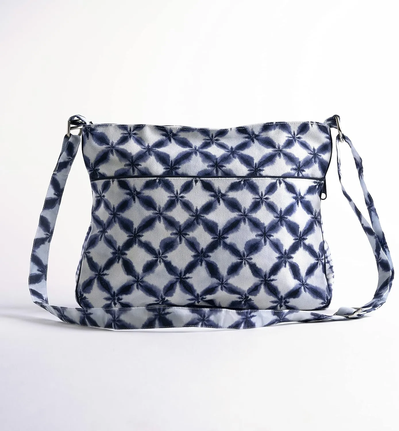 Maison d' Hermine Cross Body Bag Cotton Adjustable Shoulder Strap Hand Bag Tote purse with Zippered & Slip Pockets