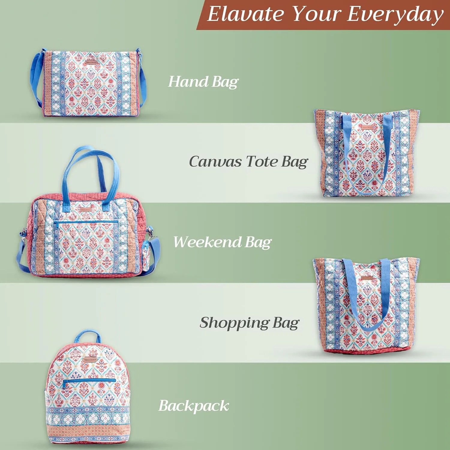 Maison d' Hermine Cross Body Bag Cotton Adjustable Shoulder Strap Hand Bag Tote purse with Zippered & Slip Pockets