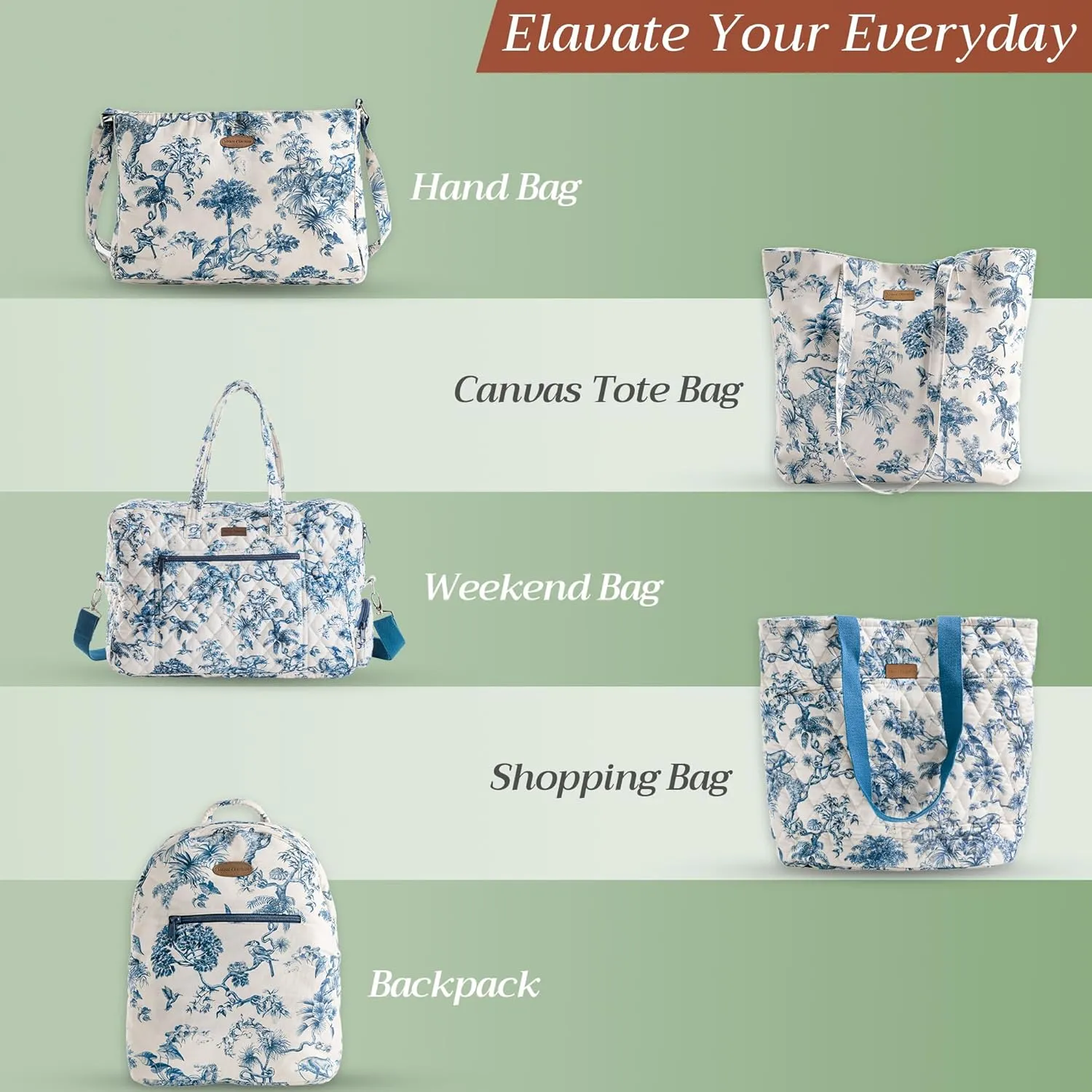 Maison d' Hermine Cross Body Bag Cotton Adjustable Shoulder Strap Hand Bag Tote purse with Zippered & Slip Pockets