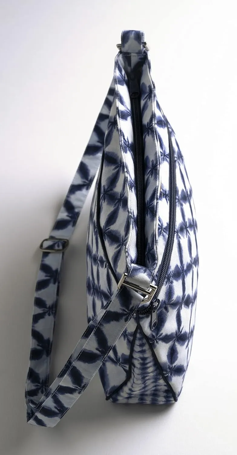 Maison d' Hermine Cross Body Bag Cotton Adjustable Shoulder Strap Hand Bag Tote purse with Zippered & Slip Pockets