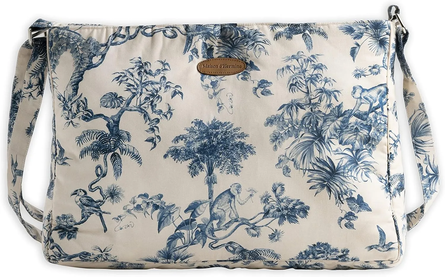 Maison d' Hermine Hand Bag Cotton Adjustable Shoulder Strap Cross Body Bag Tote purse with Zippered & Slip Pockets