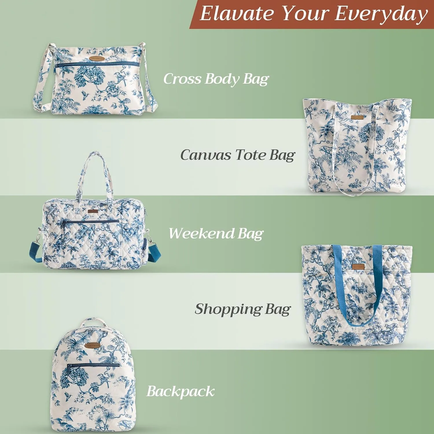 Maison d' Hermine Hand Bag Cotton Adjustable Shoulder Strap Cross Body Bag Tote purse with Zippered & Slip Pockets