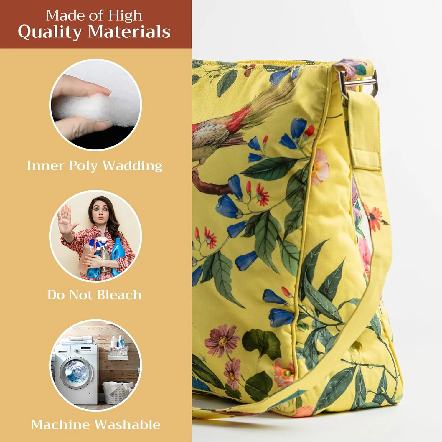 Maison d' Hermine Hand Bag Cotton Adjustable Shoulder Strap Cross Body Bag Tote purse with Zippered & Slip Pockets