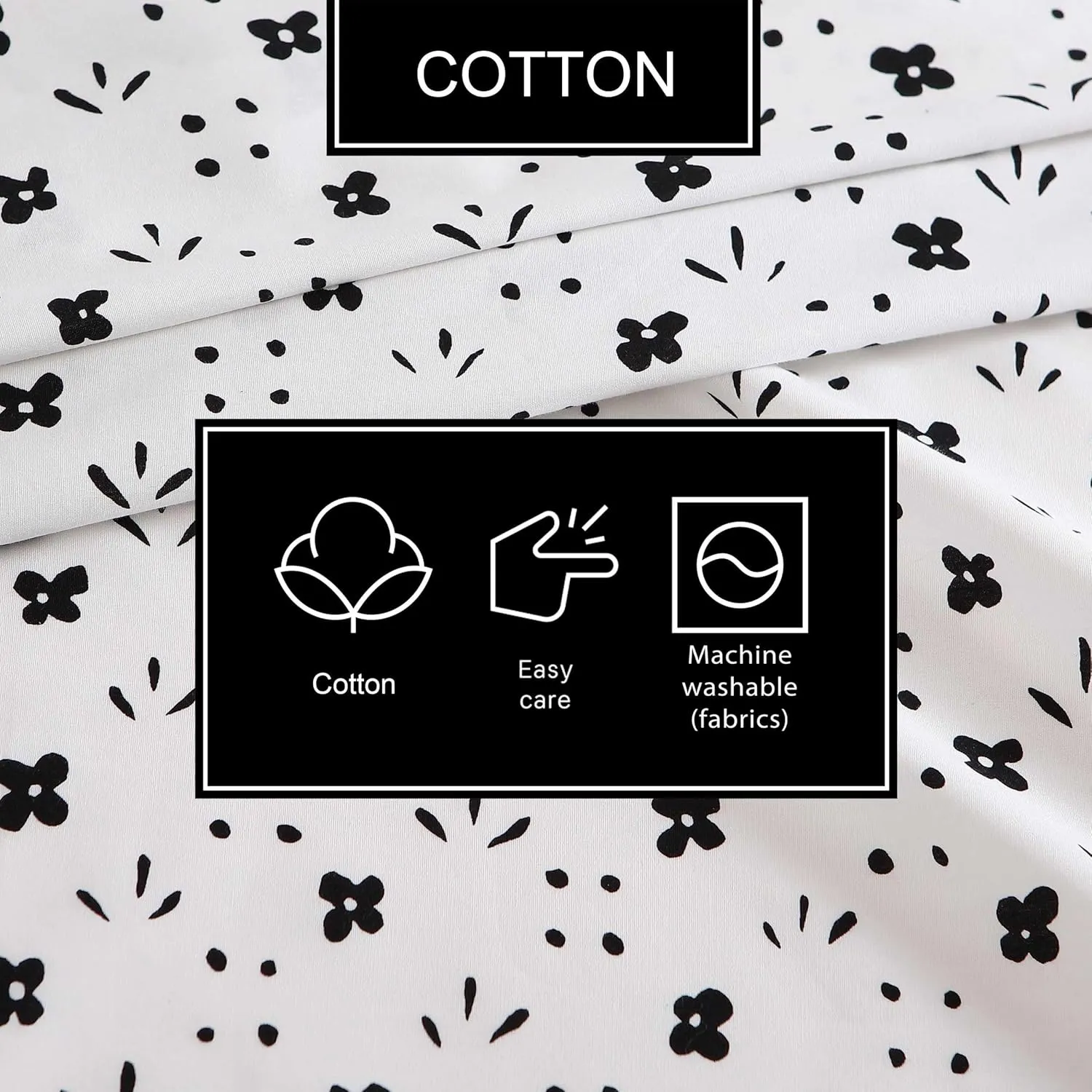 Marimekko - Full Sheet Set, Premium Cotton Percale Bedding Set with Matching Shams, Lightweight & Breathable Bed Essentials (Kukkaketo Black, Full)