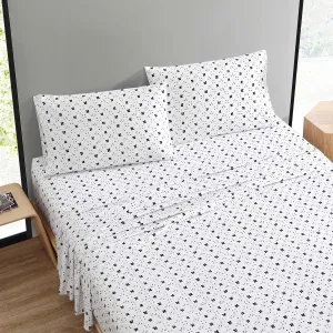 Marimekko - Full Sheet Set, Premium Cotton Percale Bedding Set with Matching Shams, Lightweight & Breathable Bed Essentials (Kukkaketo Black, Full)
