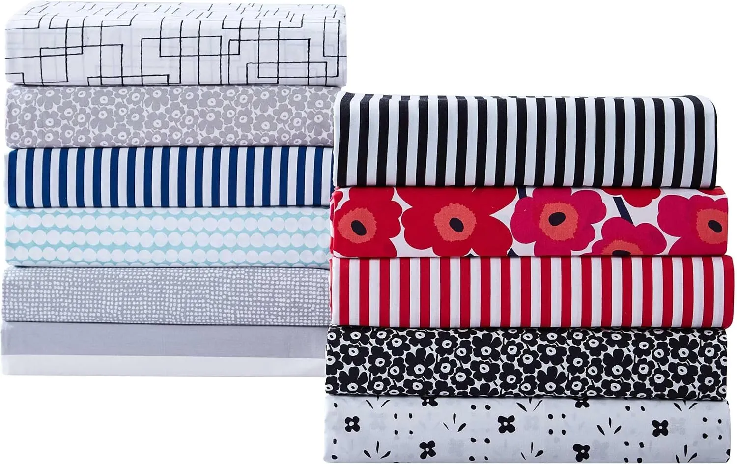 Marimekko - Full Sheet Set, Premium Cotton Percale Bedding Set with Matching Shams, Lightweight & Breathable Bed Essentials (Kukkaketo Black, Full)