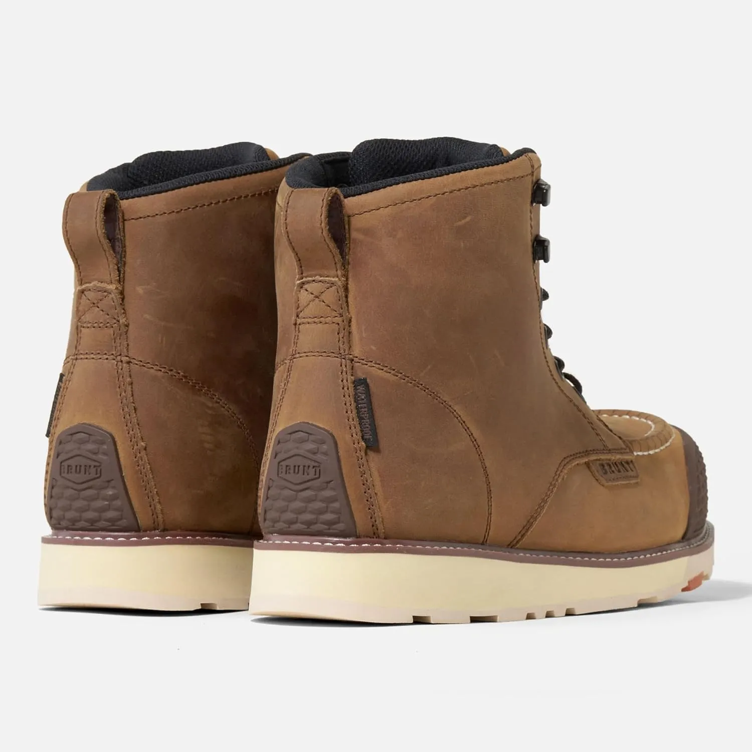 Marin BRUNT Toe (Comp Toe) - Brown - 6" Waterproof Reinforced Wedge Work Boot - EH Rated - Slip   Oil Resistant - Adjustable Width System