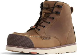 Marin BRUNT Toe (Comp Toe) - Brown - 6" Waterproof Reinforced Wedge Work Boot - EH Rated - Slip   Oil Resistant - Adjustable Width System