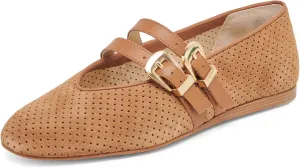 Mary Jane Flats for Women Woven Raffia Round Toe Ballet Flat Comfortable Walking Ballerina Shoes with Double Buckle Strap