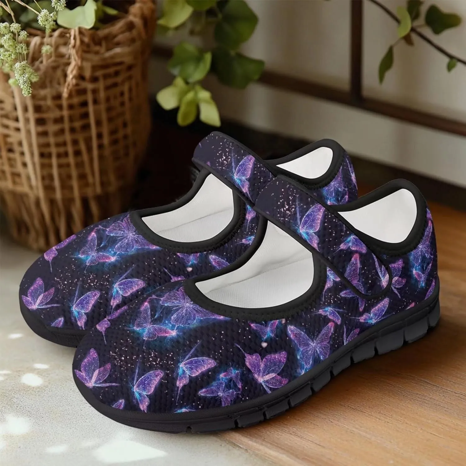 Mary Jane Sneakers Women's Walking Shoes Stylish Lady Breathable Adjustable Working Flat Shoes