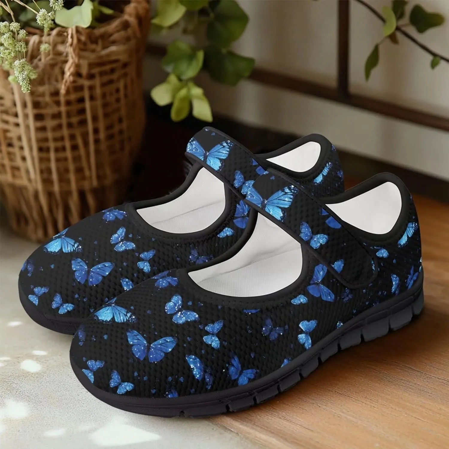 Mary Jane Sneakers Women's Walking Shoes Stylish Lady Breathable Adjustable Working Flat Shoes