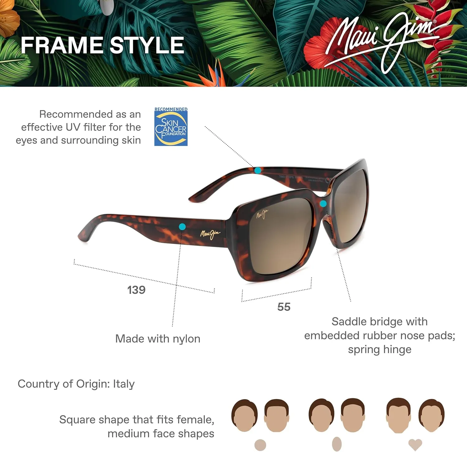 Maui Jim Women's Two Steps Polarized Fashion Sunglasses