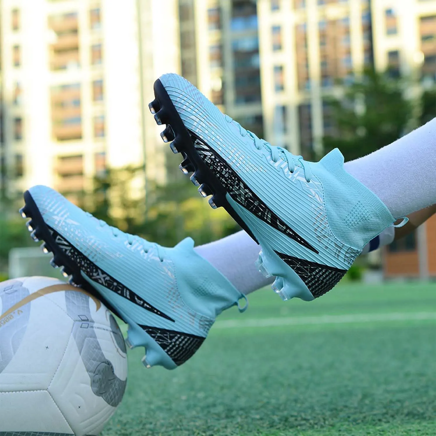 MEBAMY Men's Soccer Cleats Indoor Turf Lightweight Performance Training Soccer Shoes Soft Ground Athletic Football Boots Outdoor