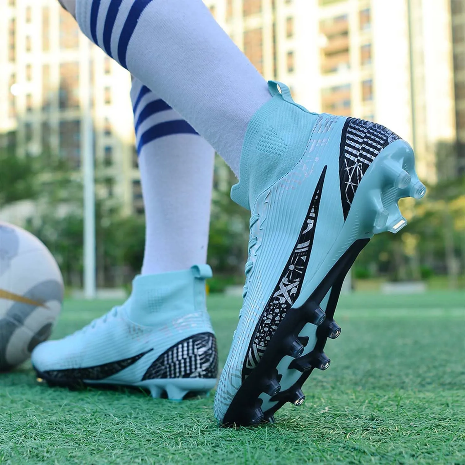 MEBAMY Men's Soccer Cleats Indoor Turf Lightweight Performance Training Soccer Shoes Soft Ground Athletic Football Boots Outdoor