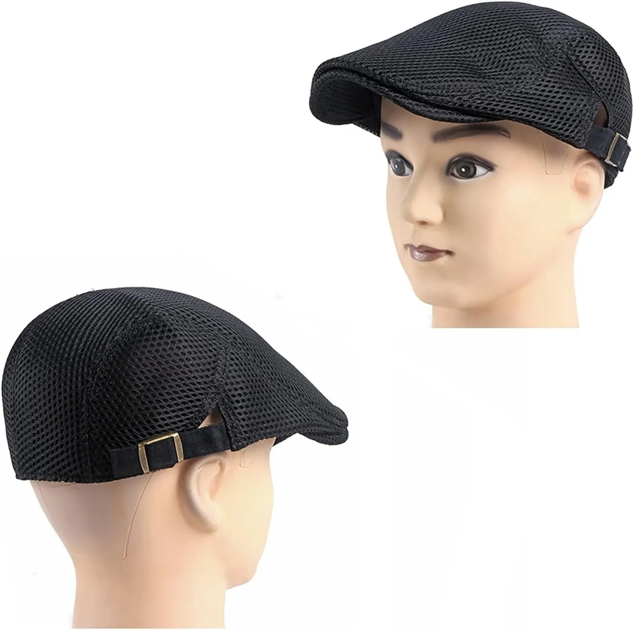 Men Breathable Mesh Summer Hat Newsboy Beret Flat Cap