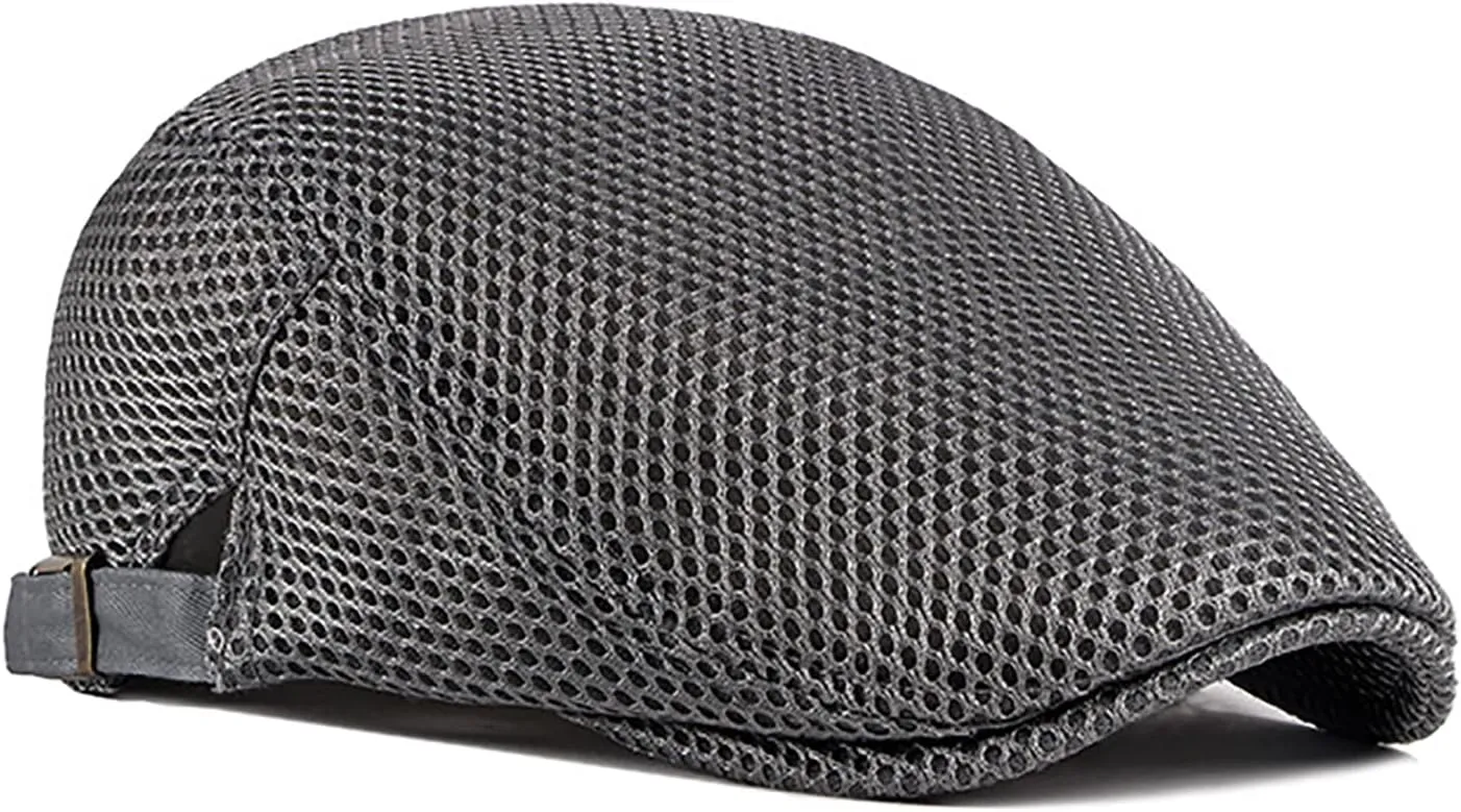 Men Breathable Mesh Summer Hat Newsboy Beret Flat Cap