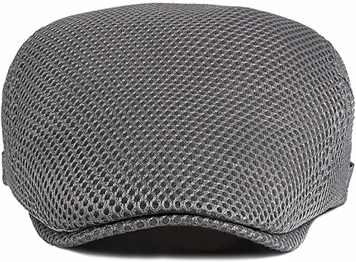 Men Breathable Mesh Summer Hat Newsboy Beret Flat Cap
