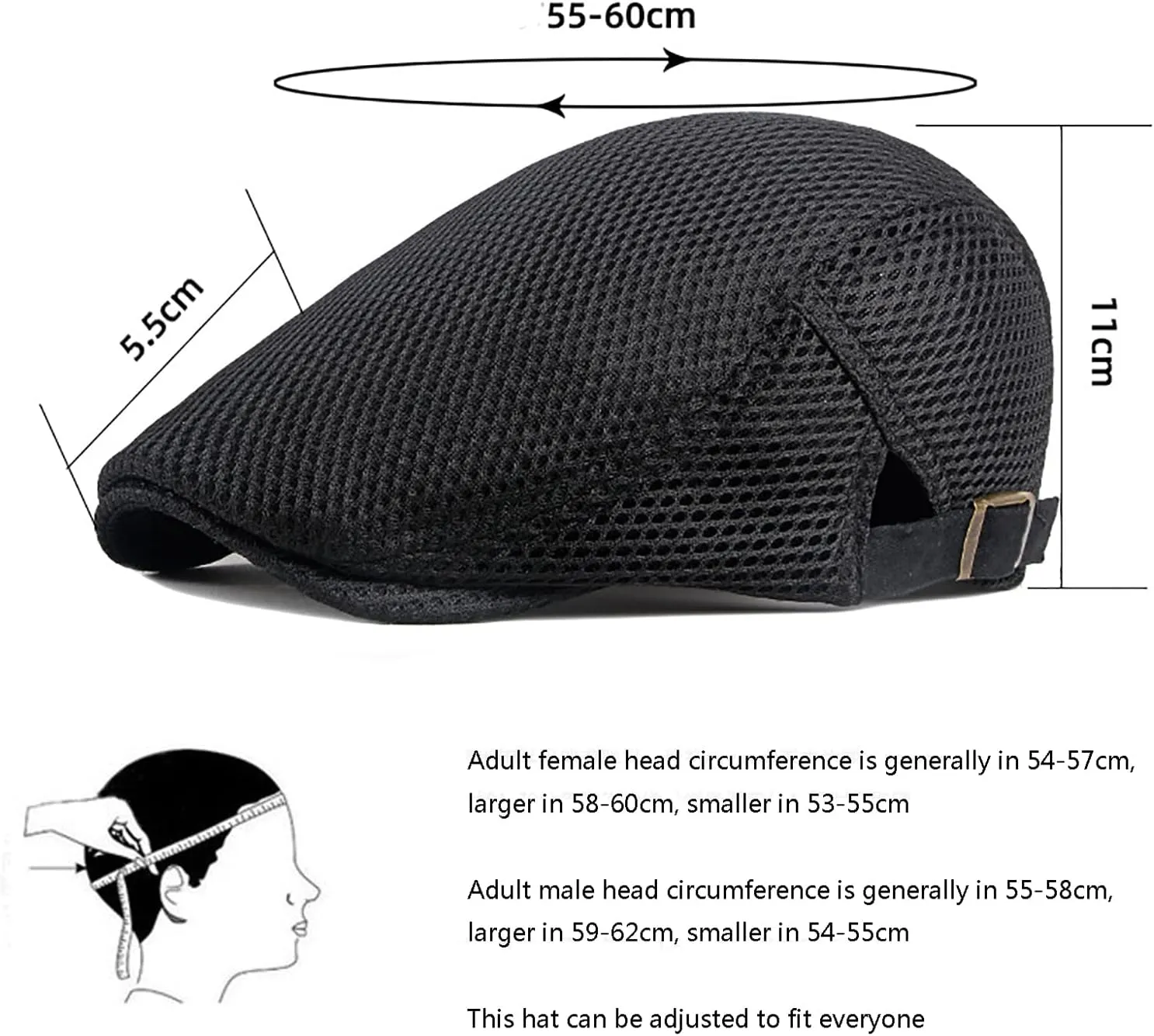 Men Breathable Mesh Summer Hat Newsboy Beret Flat Cap