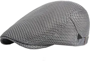 Men Breathable Mesh Summer Hat Newsboy Beret Flat Cap