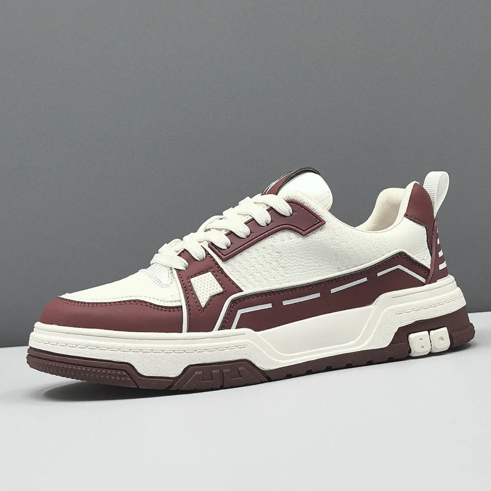 Men Fashion Breathable Leather Flat Casual Sneakers