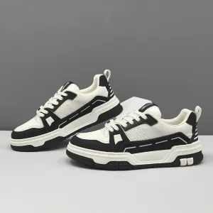 Men Fashion Breathable Leather Flat Casual Sneakers