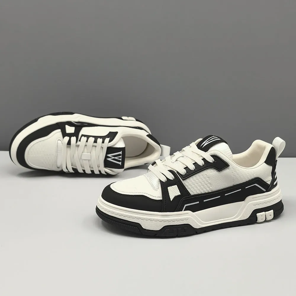 Men Fashion Breathable Leather Flat Casual Sneakers
