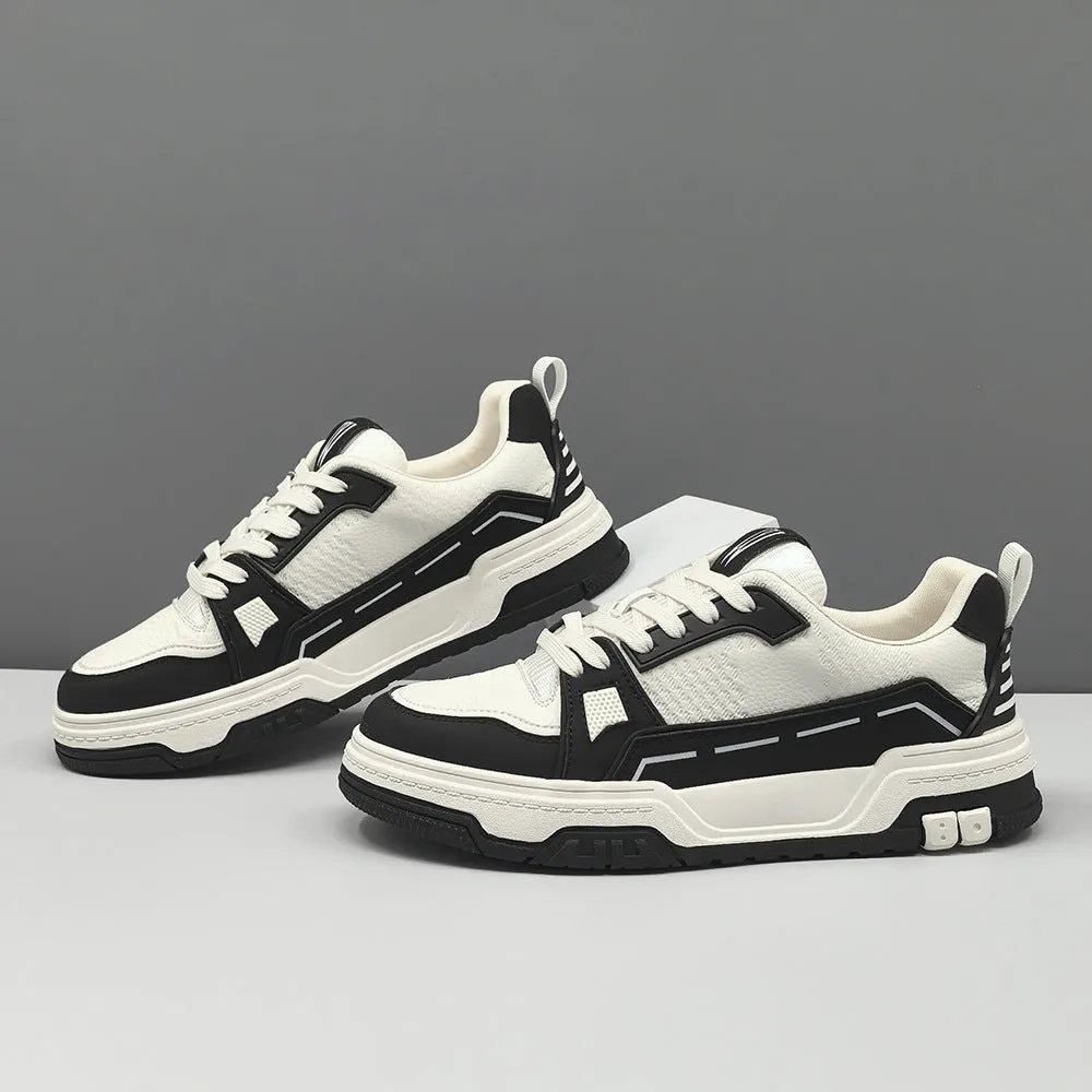 Men Fashion Breathable Leather Flat Casual Sneakers
