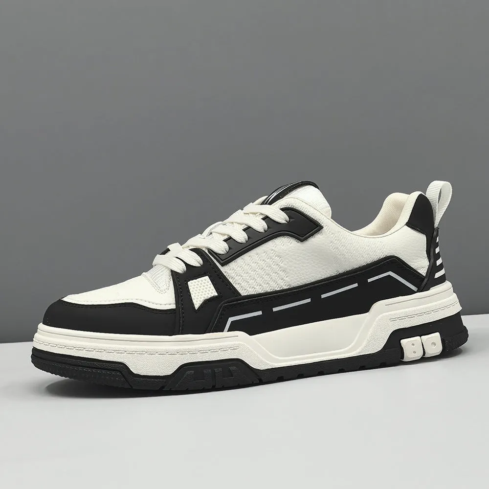 Men Fashion Breathable Leather Flat Casual Sneakers
