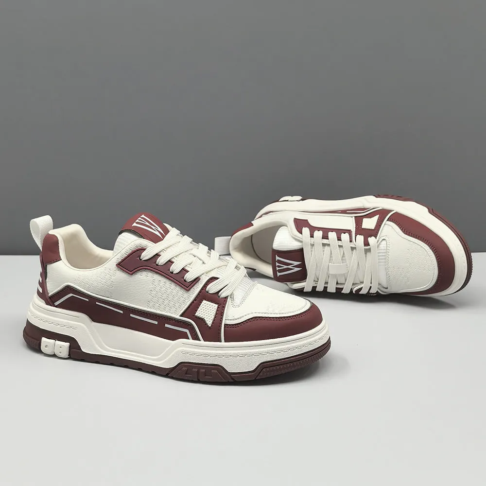 Men Fashion Breathable Leather Flat Casual Sneakers