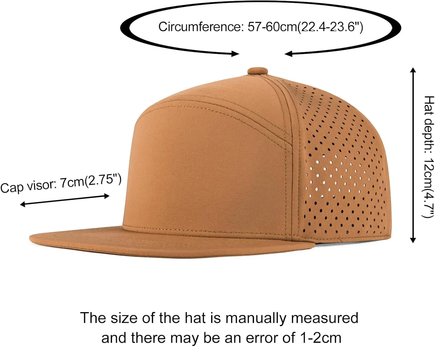 Men Flat Brim Adjustable Performance Hat Snapback Laser Perforated Baseball Cap