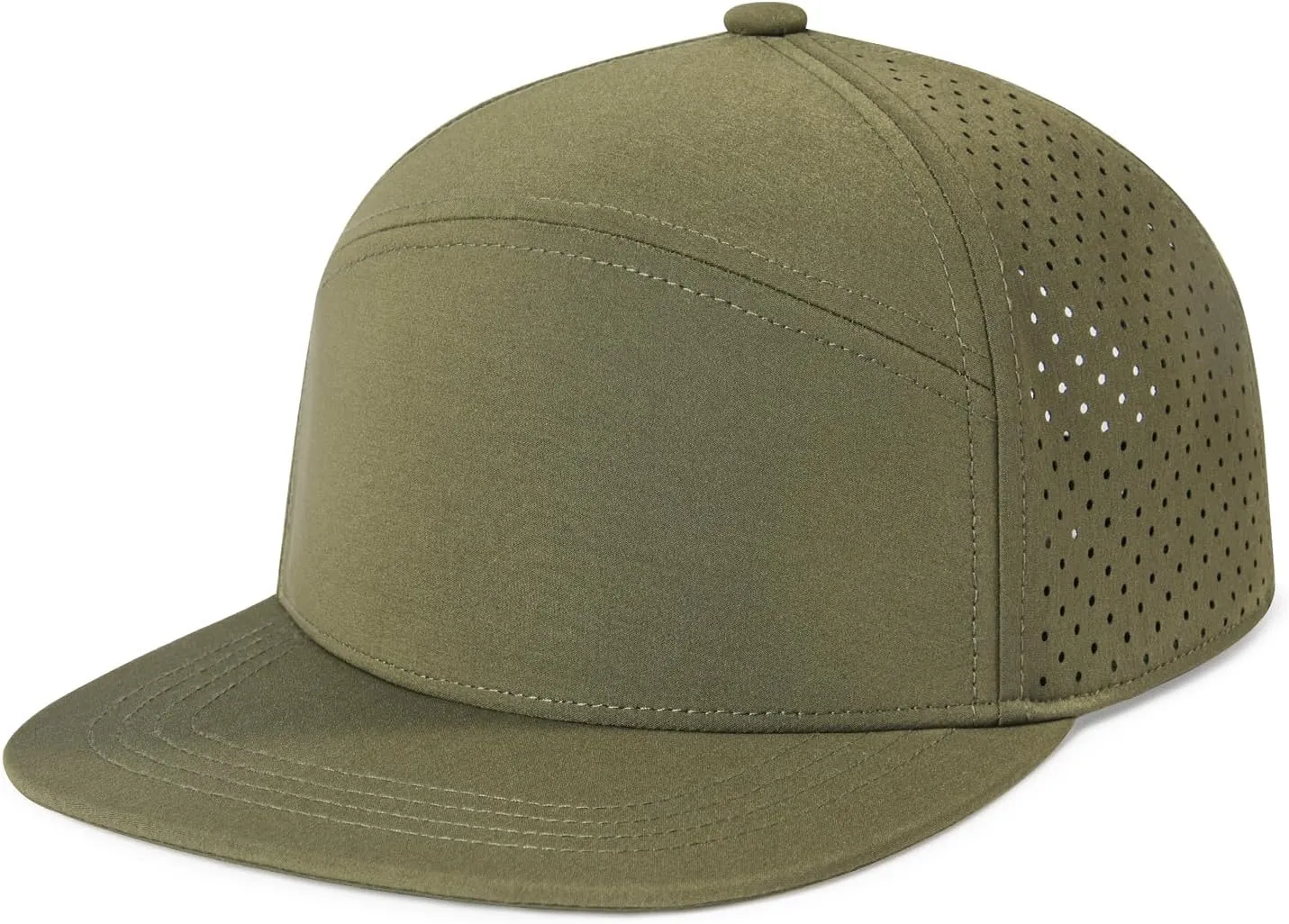 Men Flat Brim Adjustable Performance Hat Snapback Laser Perforated Baseball Cap
