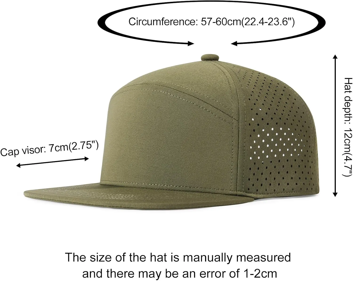 Men Flat Brim Adjustable Performance Hat Snapback Laser Perforated Baseball Cap