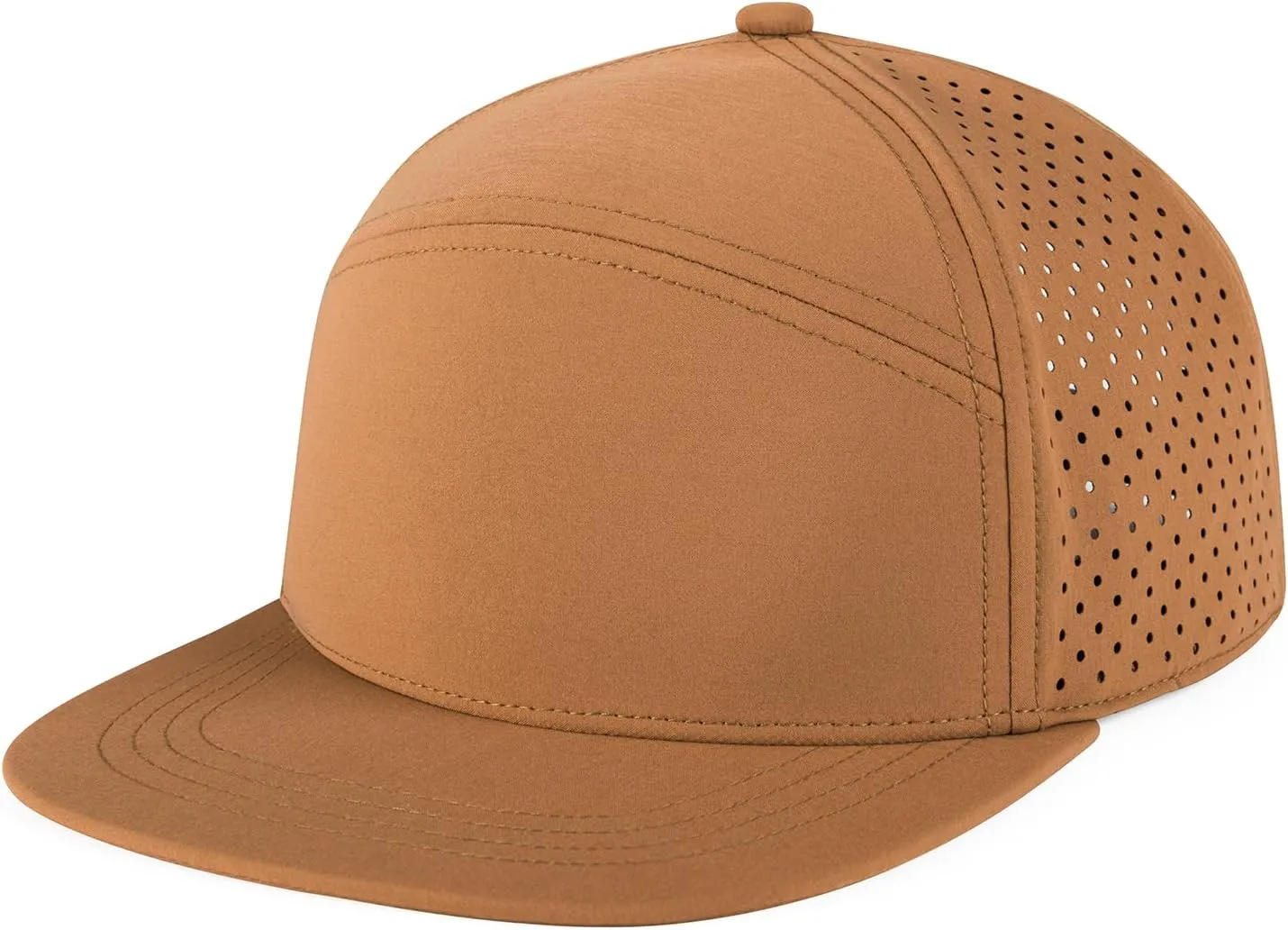 Men Flat Brim Adjustable Performance Hat Snapback Laser Perforated Baseball Cap