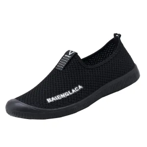Men Mesh Round Breathable Flat Sneakers Shoes