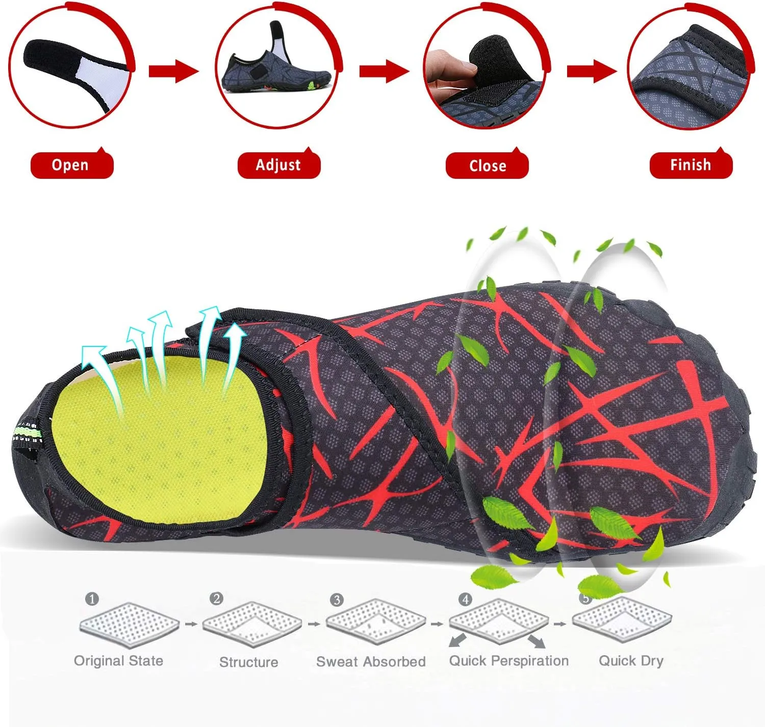 Men Women Water Sports Shoes Slip-on Quick Dry Aqua Swim Shoes for Pool Beach Surf Walking Water Park