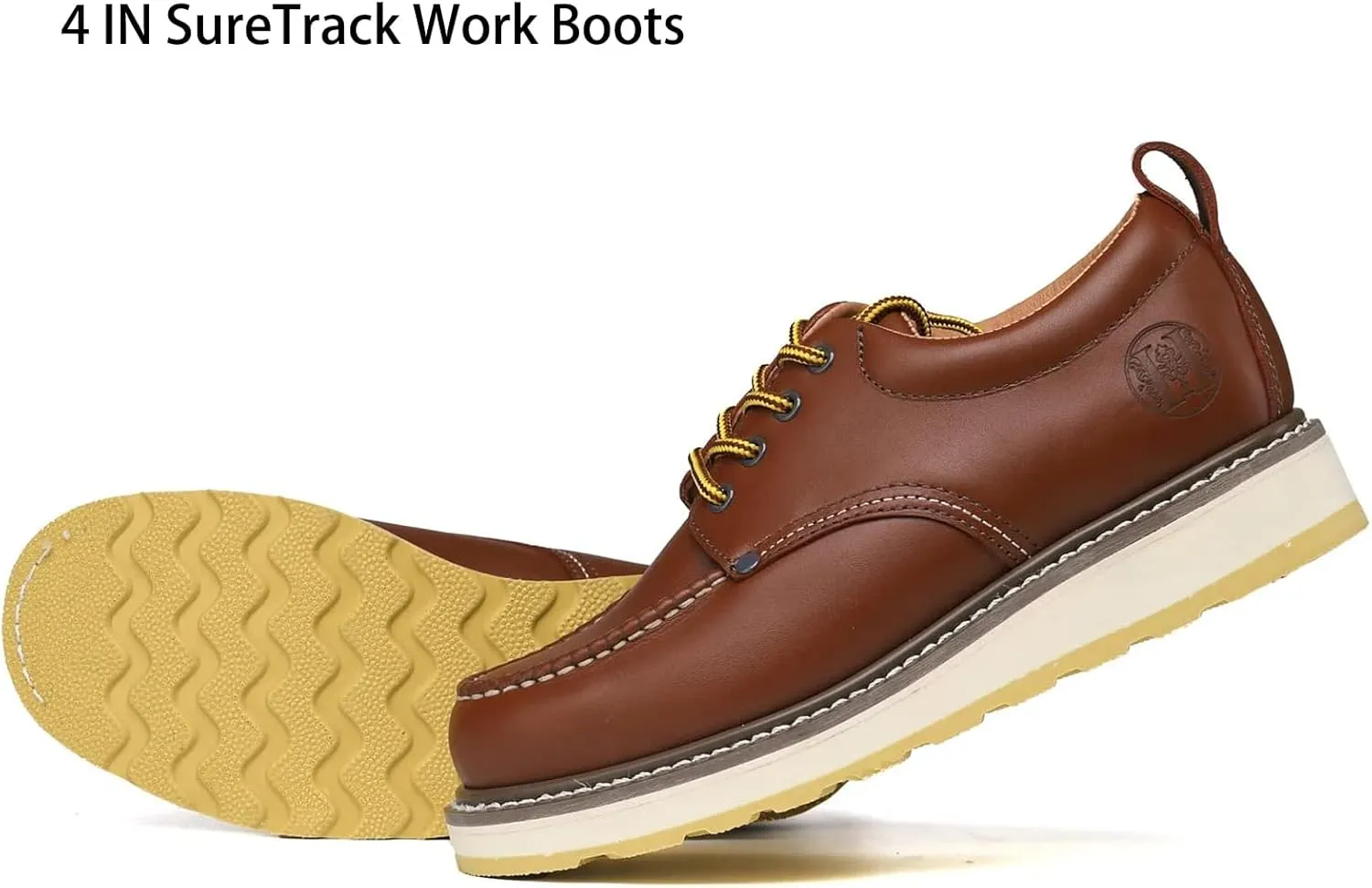 Men's 4" Soft Toe SureTrack Leather Slip Resistant Durable Breathable Oxford Work Boots Shoes 82994