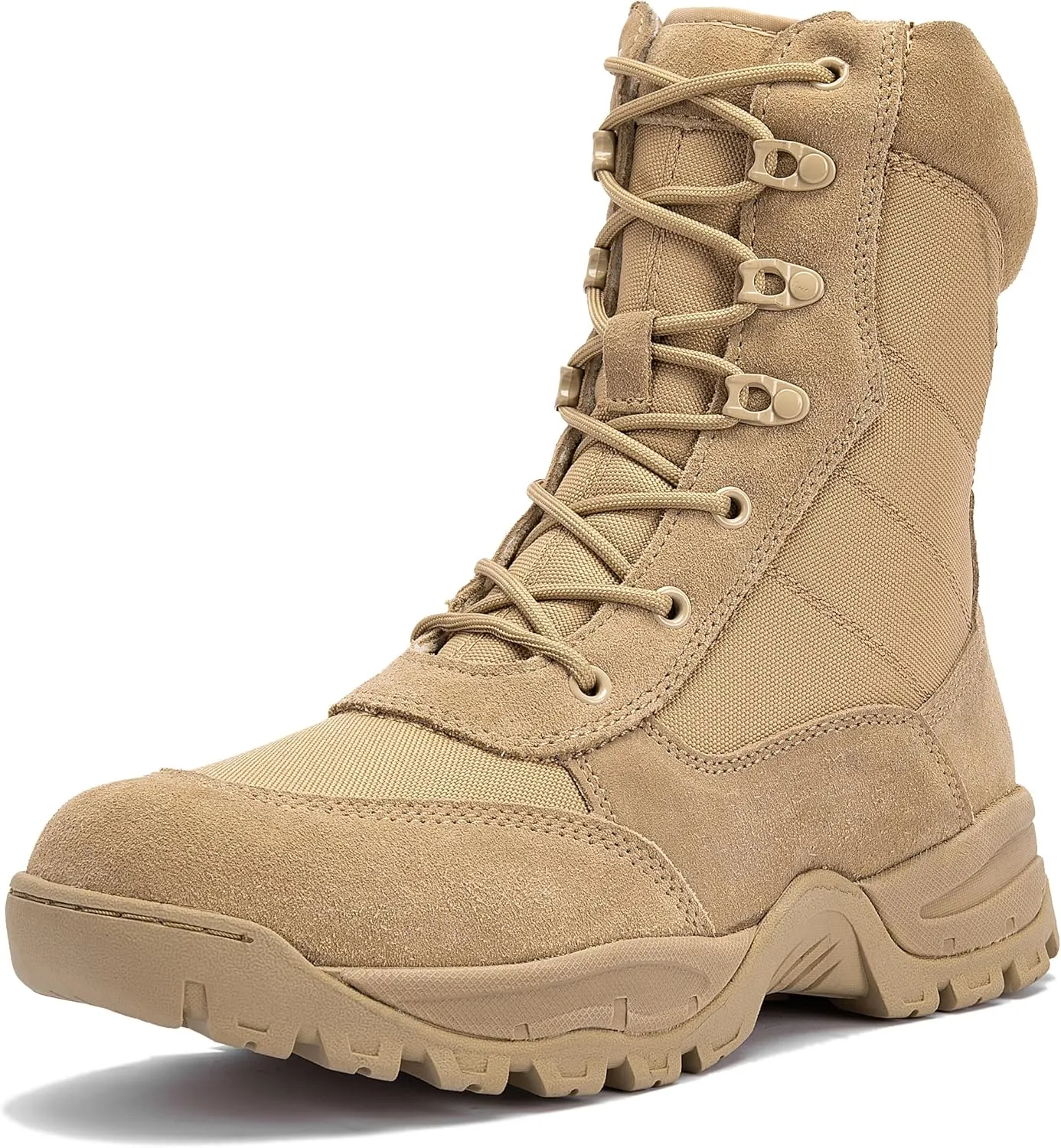 Men's 8 Inches Military Tactical Work Boots Side Zipper Lightweight Army Combat Boots Durable Outdoor Work Boots Desert Boots