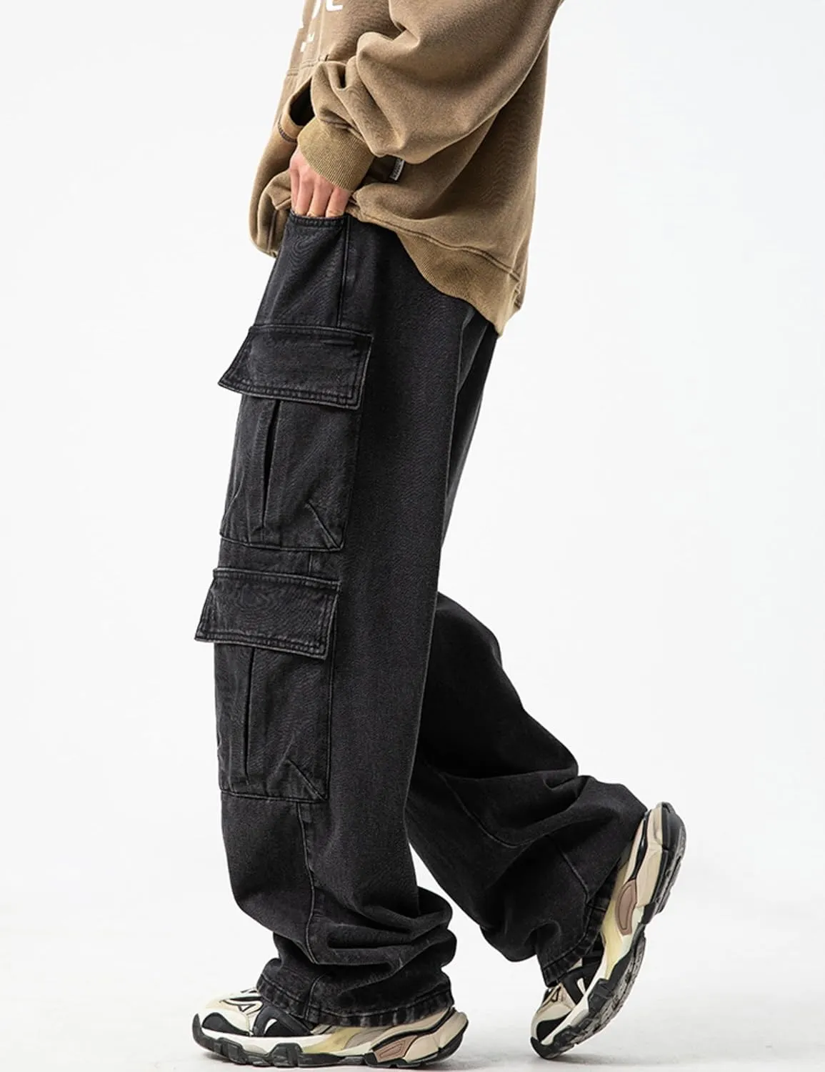 Mens Baggy Jeans Y2k Hip Hop Demin Cargo Pants Grunge Jnco Jeans Loose Fit Cargo Jeans Streetwear